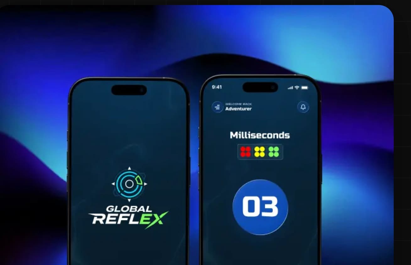 Global Reflex reaction-time game app screens