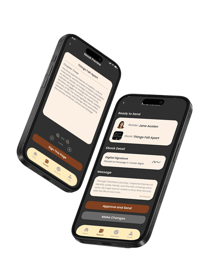 MAKING DIGITAL READING FEEL PERSONAL AGAIN. App Screens