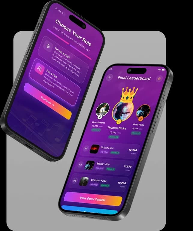 Break Through The Music Scene. App Screens