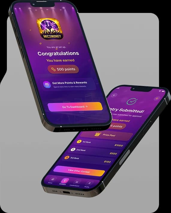 The Booming Rise of Mic2Money. App Screens
